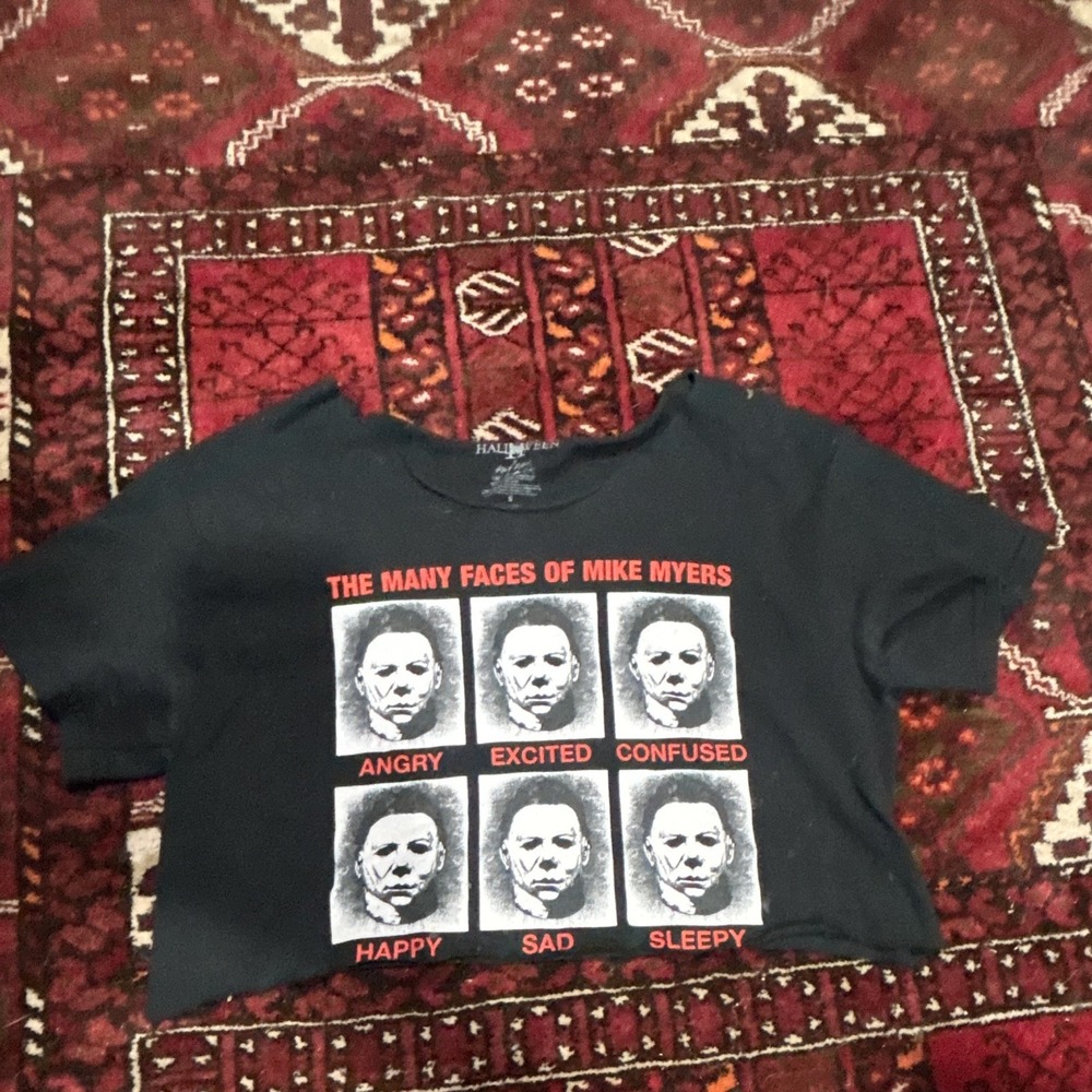 Halloween The Many Faces of Mike Myers Movie Graphic T-Shirt Size S